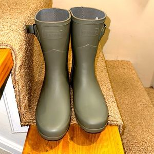 Grey rain boots